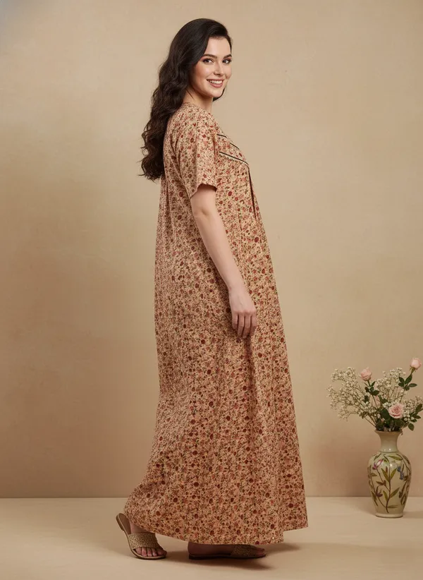 Peach_Cotton_Nighty_for_Women_Stylish_Full_Length_with_Lace,_Floral_Print_Pure_Cotton_Maxi_Dress_for_Women_with_Pocket_(L)