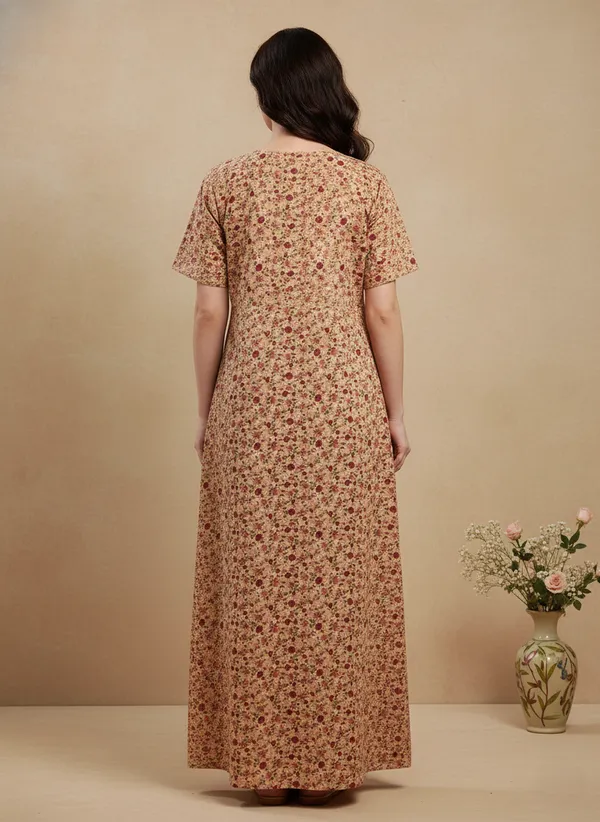 Peach_Cotton_Nighty_for_Women_Stylish_Full_Length_with_Lace,_Floral_Print_Pure_Cotton_Maxi_Dress_for_Women_with_Pocket_(L)
