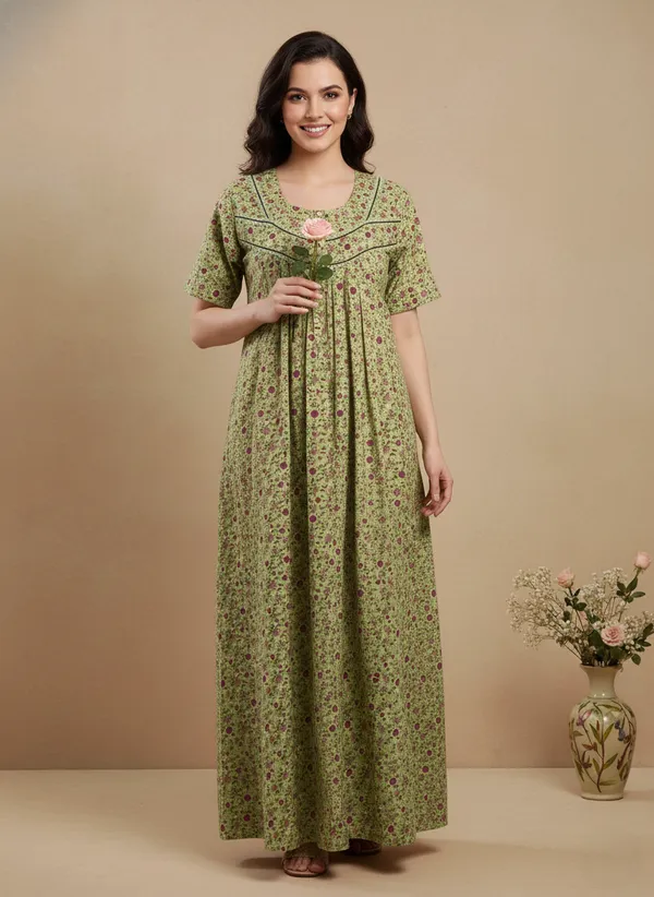 Pista_Green_Cotton_Nighty_for_Women_Stylish_Full_Length_with_Lace,_Floral_Print_Pure_Cotton_Maxi_Dress_for_Women_with_Pocket_(L)