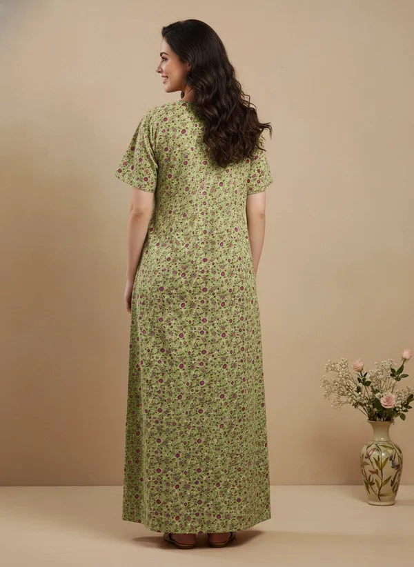 Pista_Green_Cotton_Nighty_for_Women_Stylish_Full_Length_with_Lace,_Floral_Print_Pure_Cotton_Maxi_Dress_for_Women_with_Pocket_(L)