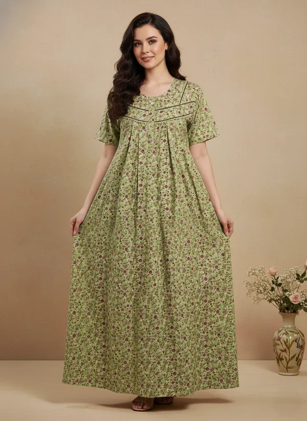 Pista_Green_Cotton_Nighty_for_Women_Stylish_Full_Length_with_Lace,_Floral_Print_Pure_Cotton_Maxi_Dress_for_Women_with_Pocket_(L)