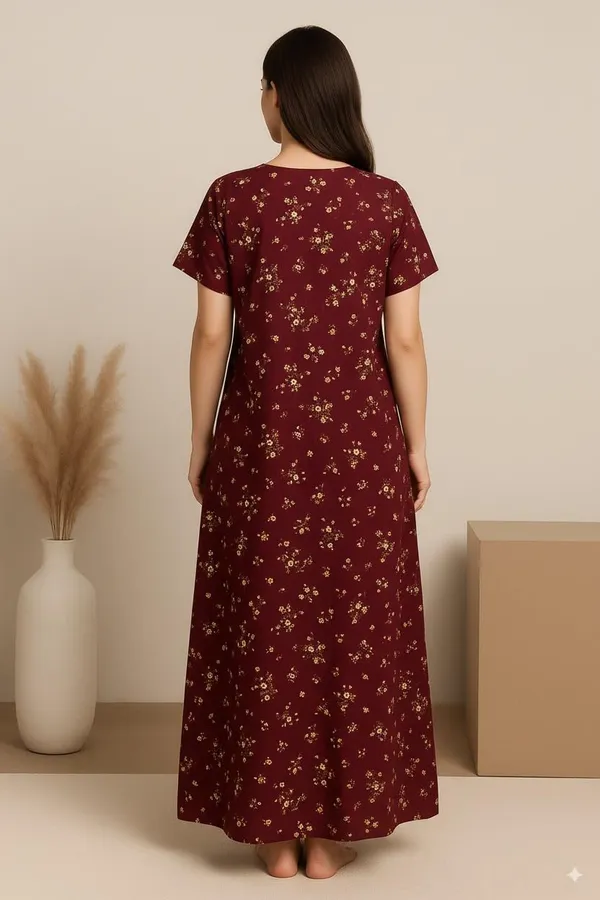 Pack_of_2_Blue_&_Brown_Floral_Pure_Cotton_Nighty_With_Pocket_Free_Size_Maxi_Dress_Cotton_Night_Dress_Gown_Stylish_Nighty_For_Women