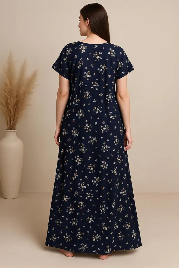 Pack_of_2_Blue_&_Pink_Floral_Pure_Cotton_Nighty_With_Pocket_Free_Size_Maxi_Dress_Cotton_Night_Dress_Gown_Stylish_Nighty_For_Women
