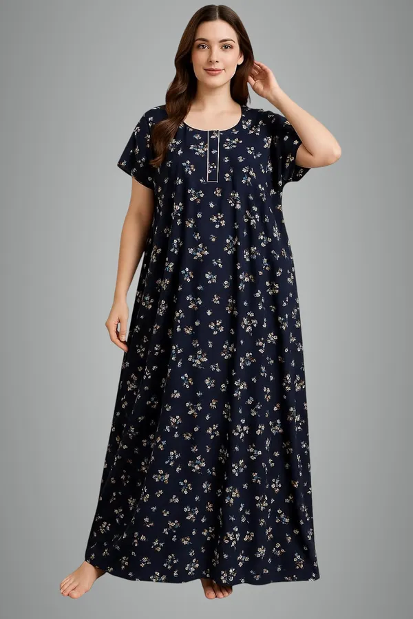 white christmas dresses Blue Slumber Premium Cotton Night Gowns Manufacturer India – Kavya Style  Plus main image 1