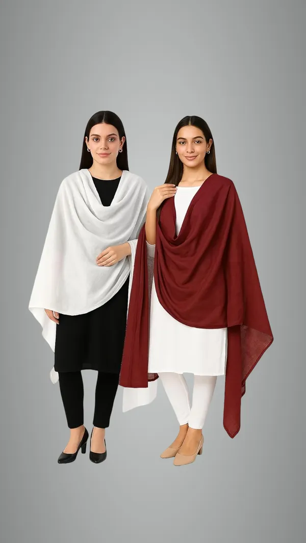 White_&_Maroon_Pure_Cotton_Solid_Dupatta_Lightweight_Pack_Of_2