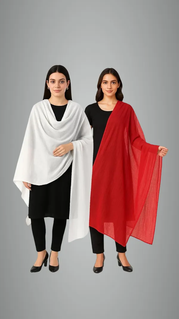 White_&_Red_Pure_Cotton_Solid_Dupatta_For_Women_Lightweight_Pack_Of_2