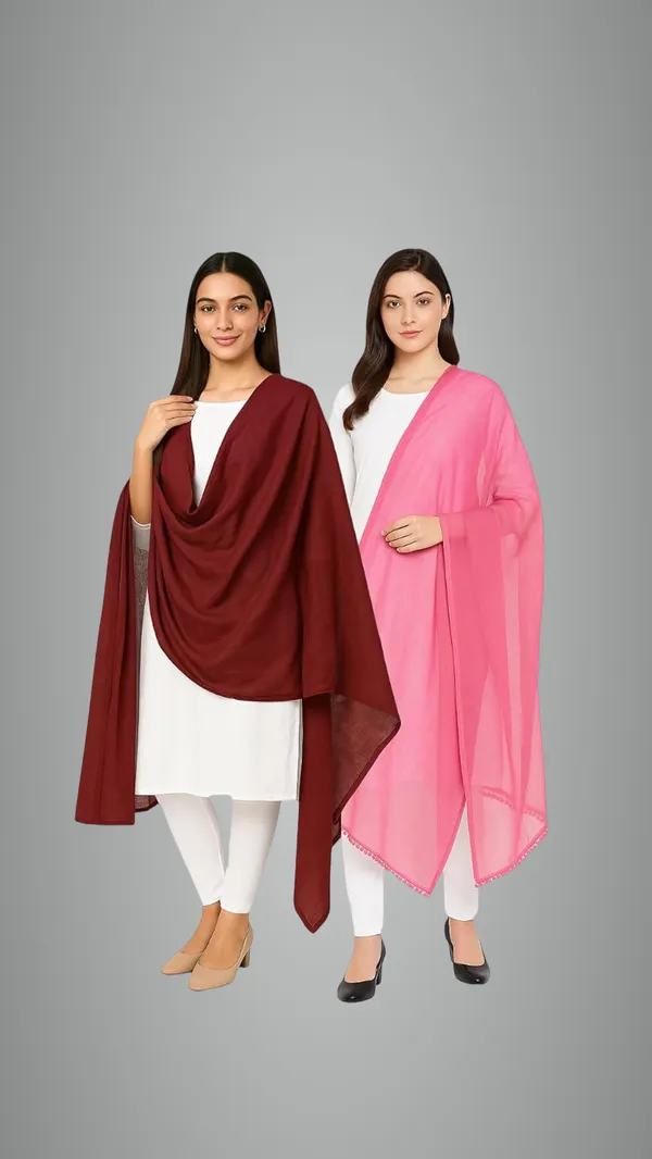 Pink_&_Maroon_Pure_Cotton_Solid_Dupatta_For_Women_Pack_Of_2