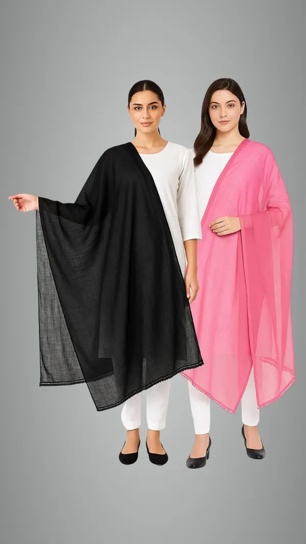 Black_&_Pink_Pure_Cotton_Solid_Dupatta_Lightweight_Pack_Of_2