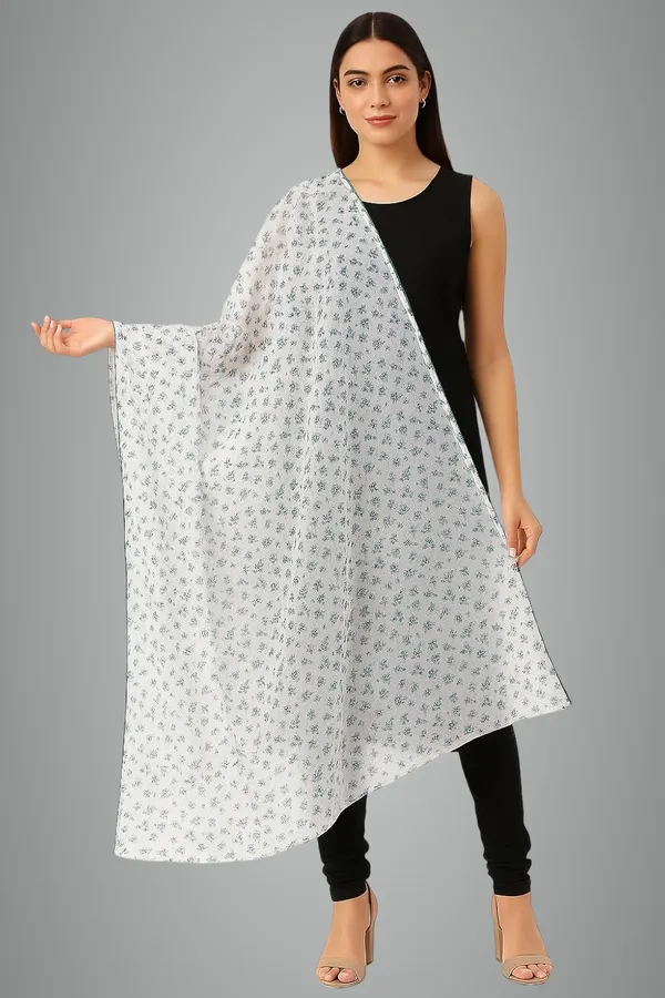 Green_Floral_Print_Cotton_Feel_Dupatta_2.0_Meter_Soft_Breathable_Chunni_Shawl_Stole_With_Arco_Lace_Premium_Dupatta_For_Summer_Wear