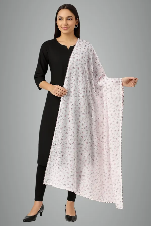 Red_Floral_Print_Cotton_Feel_White_Dupatta_2.0_Meter_Soft_Breathable_Chunni_Shawl_Stole_With_Arco_Lace_Premium_Dupatta_For_Summer_Wear