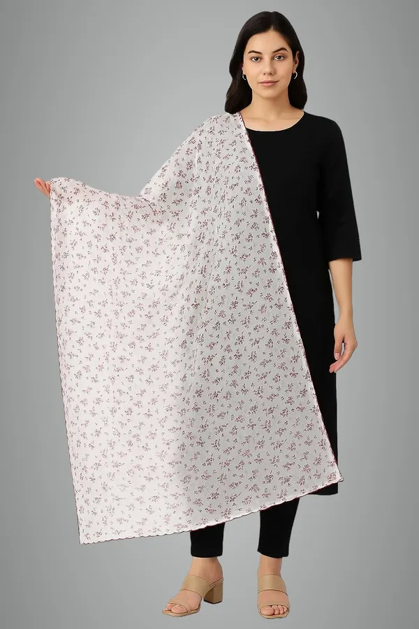Maroon_Floral_Print_Cotton_Feel_Dupatta_2.0_Meter_Soft_Breathable_Chunni_Shawl_Stole_With_Arco_Lace_Premium_Dupatta_For_Summer_Wear