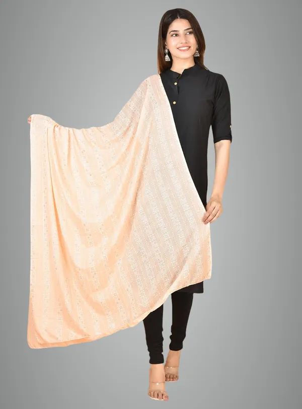 Blush_Peach_Cotton_Feel_Zari_Dupatta_2.25_Meter_Printed_Soft_Breathable_Chunni_Shawl_With_Piku_Lace_Premium_Dupatta_For_Summer_Wear