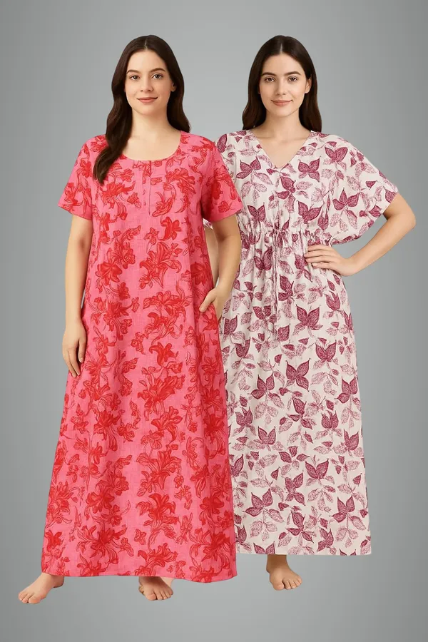 Pack_Of_2_Pink_Cotton_Nighty_For_Women_Free_Size_Kaftan_With_Gown_And_Pocket_Stylish_Kaftan_Maxi_Nighties_Combo