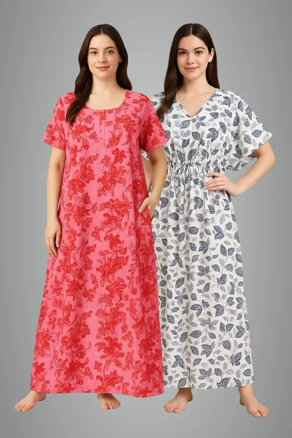 Pack_Of_2_Blue_&_Pink_Cotton_Nighty_For_Women_Free_Size_Kaftan_With_Gown_And_Pocket_Stylish_Kaftan_Maxi_Nighties_Combo