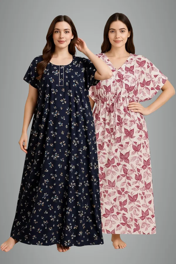Pack_Of_2_Pink_&_Dark_Blue_Cotton_Nighty_For_Women_Free_Size_Kaftan_With_Gown_And_Pocket_Stylish_Kaftan_Maxi_Nighties_Combo
