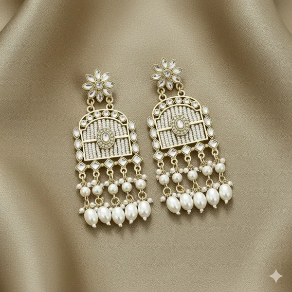Silver_Regal_Pearl_&_Kundan_Handcrafted_Arch_Earrings
