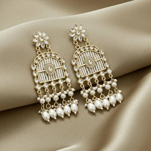 Silver_Regal_Pearl_&_Kundan_Handcrafted_Arch_Earrings