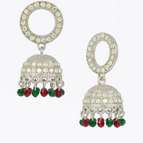 Golden_With_Red_&_Green_Accents_Limited_Edition_Festive_Mirror_Finish_With_Beads_Jhumka_Earrings