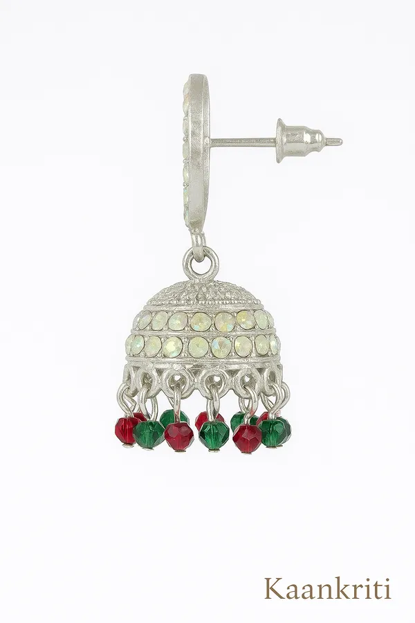 Golden_With_Red_&_Green_Accents_Limited_Edition_Festive_Mirror_Finish_With_Beads_Jhumka_Earrings