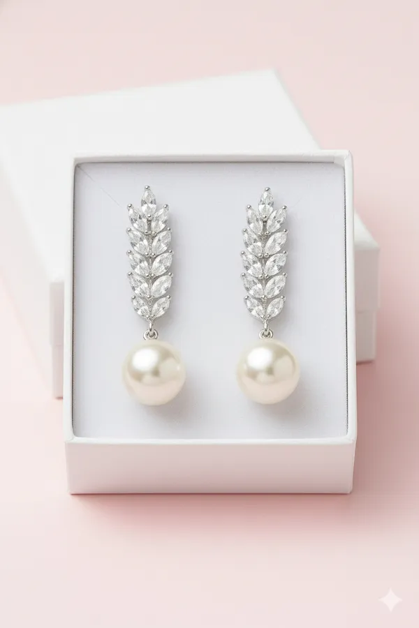 Silver_Leaf_&_Pearl_Drop_Elegant_Minimal_Luxury_Design_Earrings