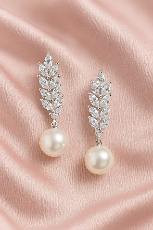 Silver_Leaf_&_Pearl_Drop_Elegant_Minimal_Luxury_Design_Earrings