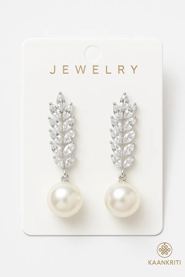 Silver_Leaf_&_Pearl_Drop_Elegant_Minimal_Luxury_Design_Earrings