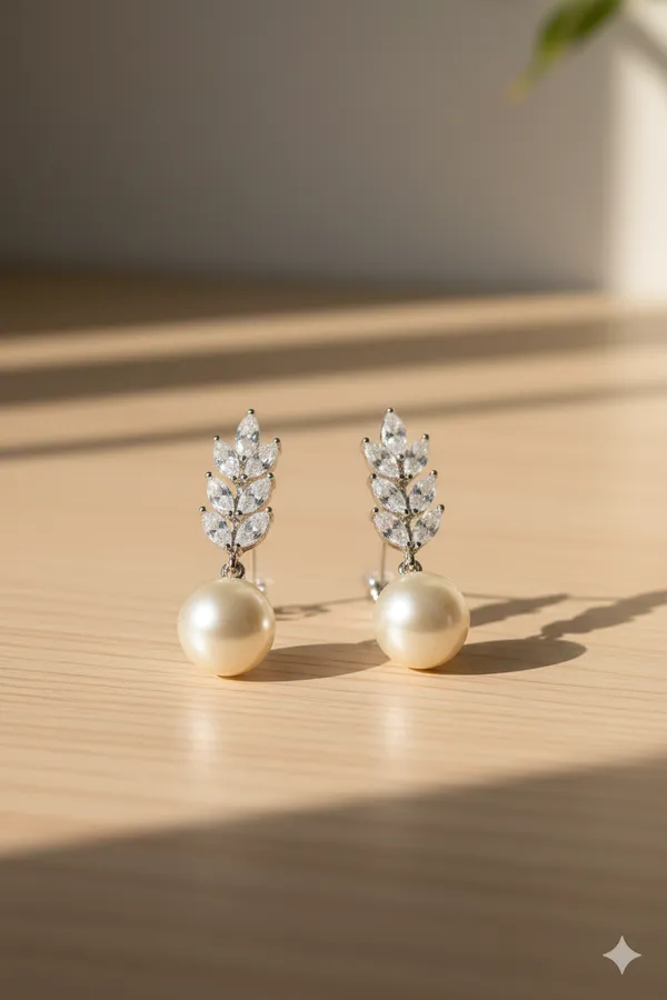 Silver_Leaf_&_Pearl_Drop_Elegant_Minimal_Luxury_Design_Earrings