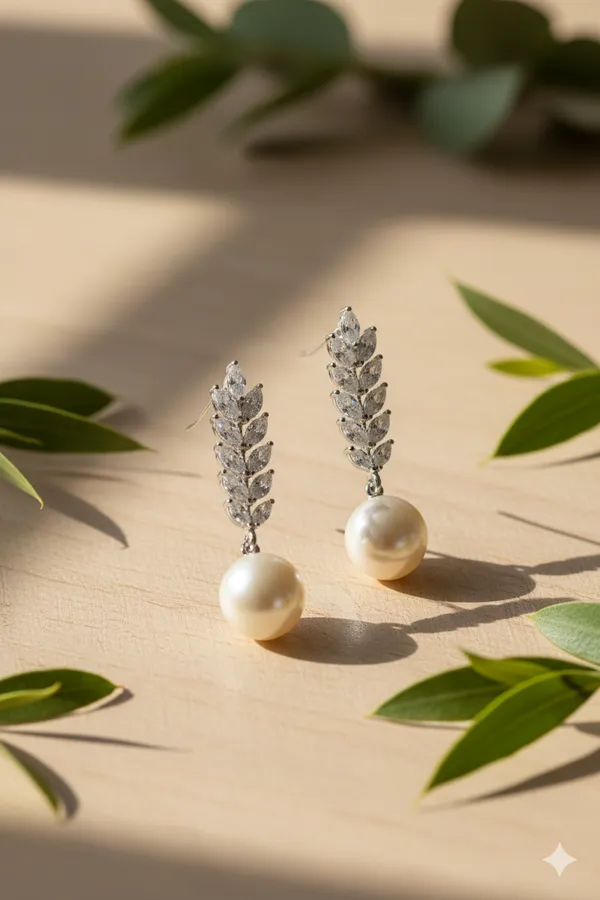 Silver_Leaf_&_Pearl_Drop_Elegant_Minimal_Luxury_Design_Earrings