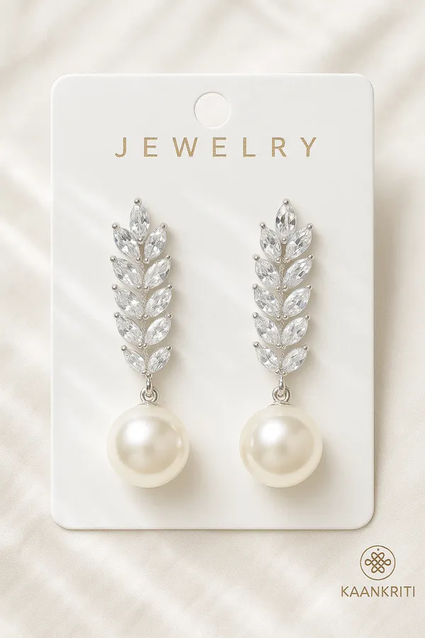 Silver_Leaf_&_Pearl_Drop_Elegant_Minimal_Luxury_Design_Earrings