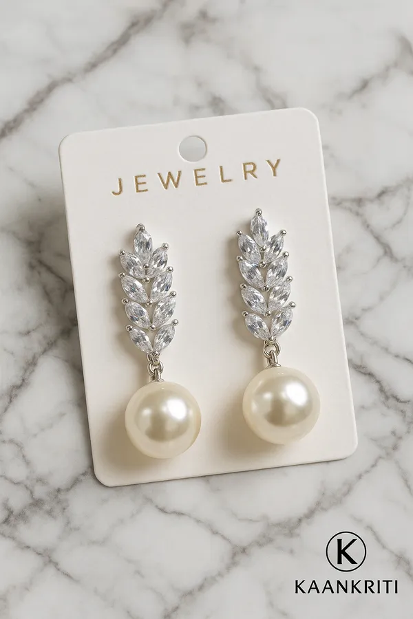 Silver_Leaf_&_Pearl_Drop_Elegant_Minimal_Luxury_Design_Earrings