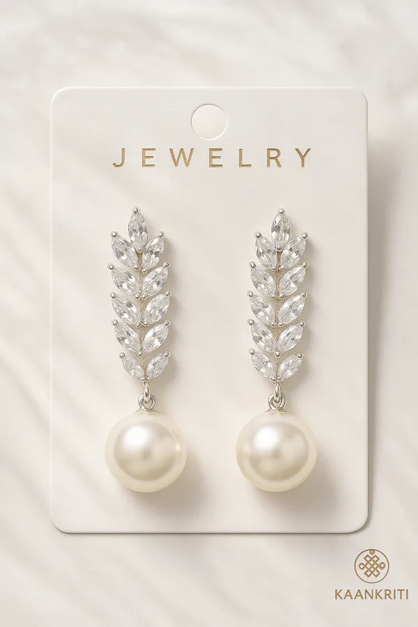 Silver_Leaf_&_Pearl_Drop_Elegant_Minimal_Luxury_Design_Earrings