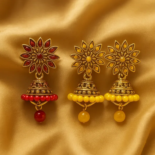 Red_&_Yellow_Handcrafted_Combo_Gold-Plated_Festive_Ethnic_Jewellery_Jhumka_Earrings_(Pack_Of_2)