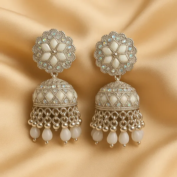 Silver_Elegant_Opal_&_Festive_Ethnic_Design_Jhumka_Earrings