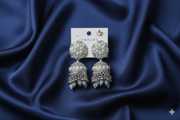 Silver_Elegant_Opal_&_Festive_Ethnic_Design_Jhumka_Earrings