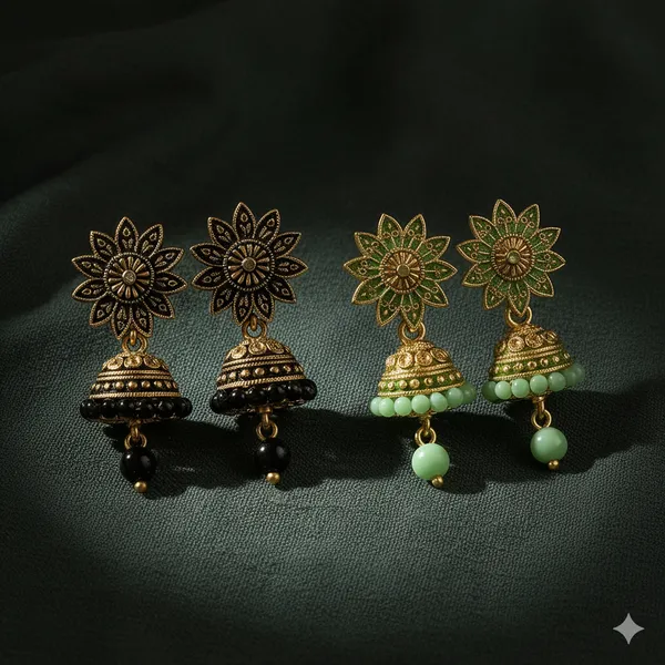 Black_&_Mint_Green_Handcrafted_Floral_Combo_Elegant_Traditional_Ethnic_Jewellery_Jhumka_Earrings_(Pack_Of_2)