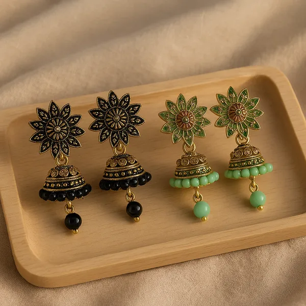 Black_&_Mint_Green_Handcrafted_Floral_Combo_Elegant_Traditional_Ethnic_Jewellery_Jhumka_Earrings_(Pack_Of_2)