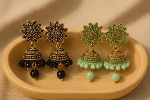 Black_&_Mint_Green_Handcrafted_Floral_Combo_Elegant_Traditional_Ethnic_Jewellery_Jhumka_Earrings_(Pack_Of_2)