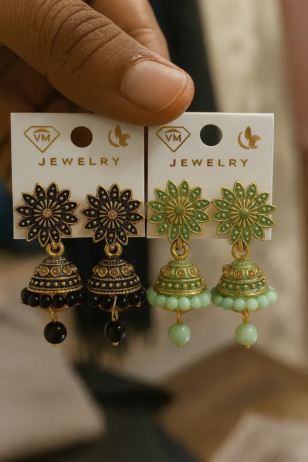 Black_&_Mint_Green_Handcrafted_Floral_Combo_Elegant_Traditional_Ethnic_Jewellery_Jhumka_Earrings_(Pack_Of_2)