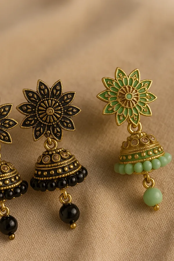 Black_&_Mint_Green_Handcrafted_Floral_Combo_Elegant_Traditional_Ethnic_Jewellery_Jhumka_Earrings_(Pack_Of_2)