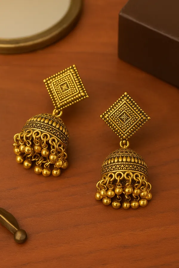 Antique_Gold_Tone_Traditional_Handcrafted_Ethnic_Dome_Drops_Jhumka_Earrings