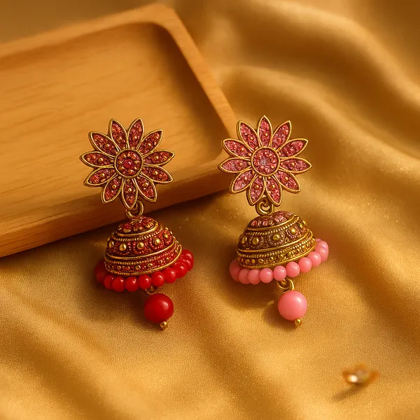 Red_&_Pink_Handcrafted_Combo_Gold_Plated_Festive_Ethnic_Jewellery_Jhumka_Earrings_(Pack_Of_2)