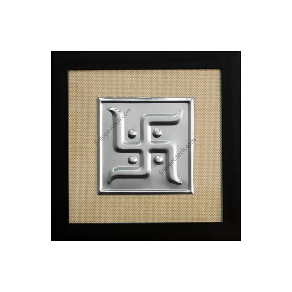 Silver_Aluminum_Premium_&_Elegant_Swastik_With_Frame_For_Home_Vastu_Treatment