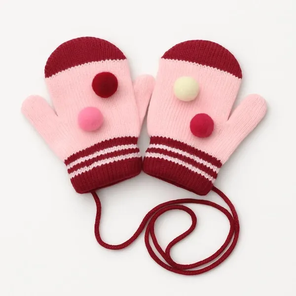 Maroon_&_Soft_Pink_Wool_Blend_Glove_For_Baby_Boys_&_Baby_Girls