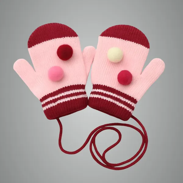 Maroon_&_Soft_Pink_Wool_Blend_Glove_For_Baby_Boys_&_Baby_Girls