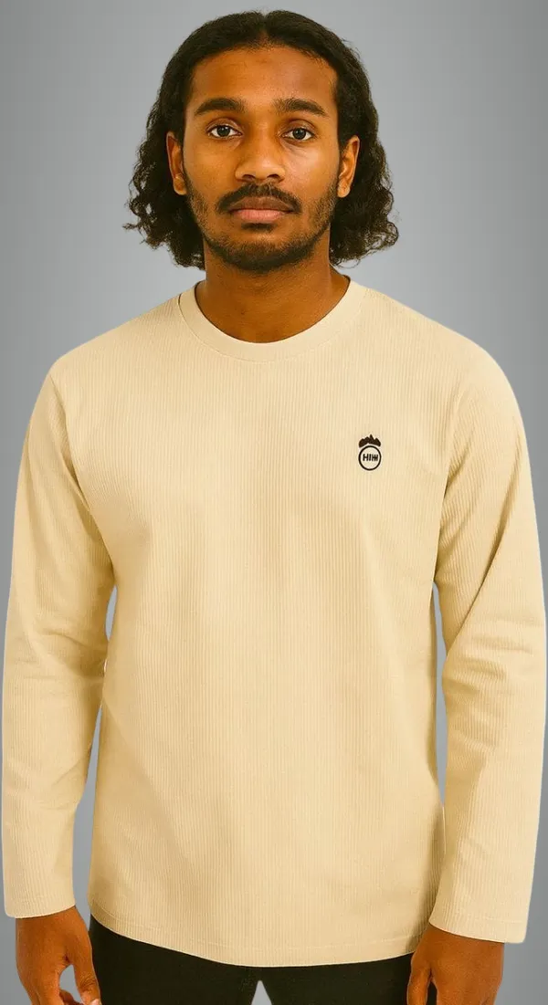 Beige_Cotton_Blend_Solid_Round_Neck_T-Shirt_For_Men