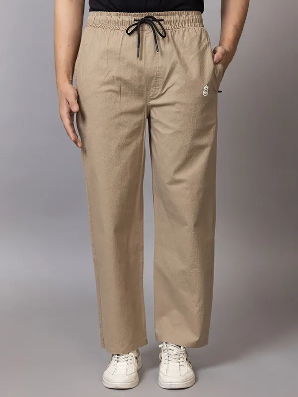 Beige_Cotton_Blend_Solid_Track_Pants_For_Men