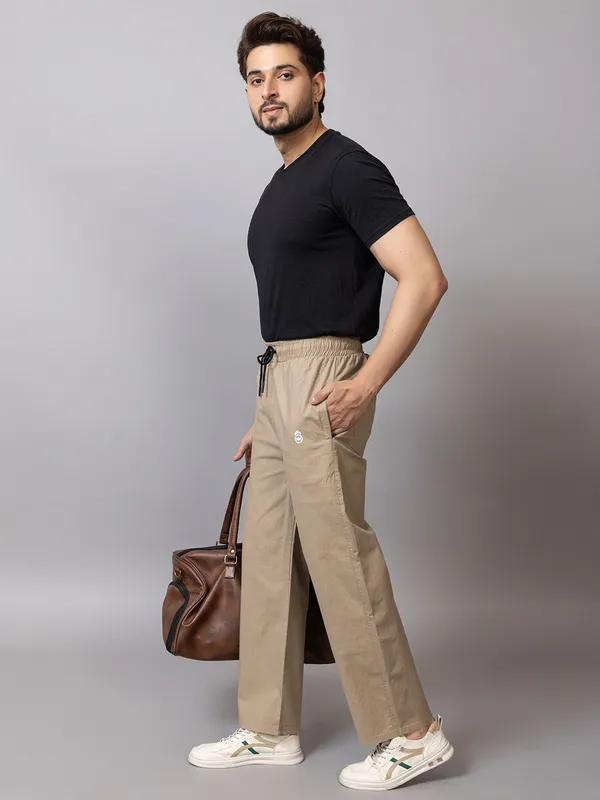 Beige_Cotton_Blend_Solid_Track_Pants_For_Men