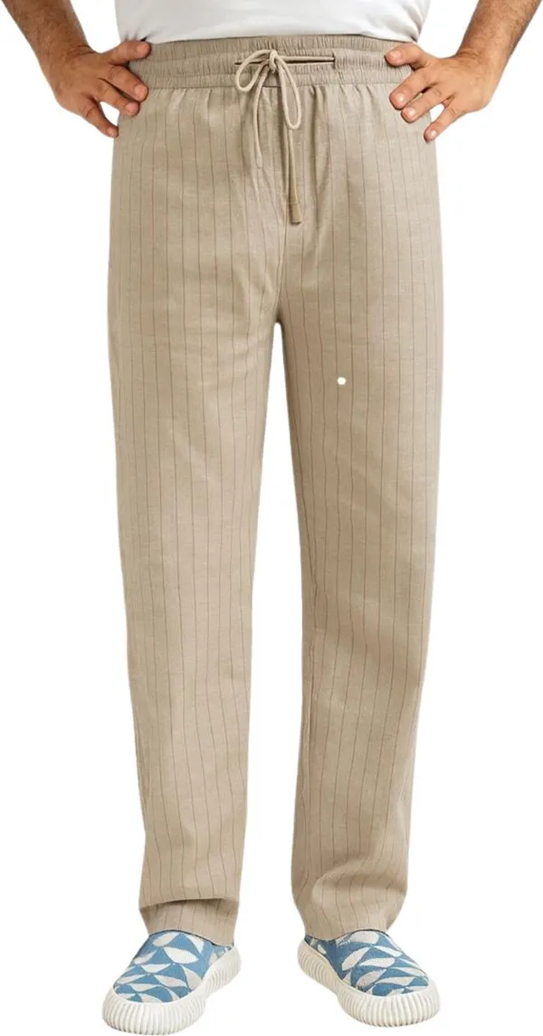 Light_Beige_Pure_Cotton_Striped_Track_Pants_For_Men