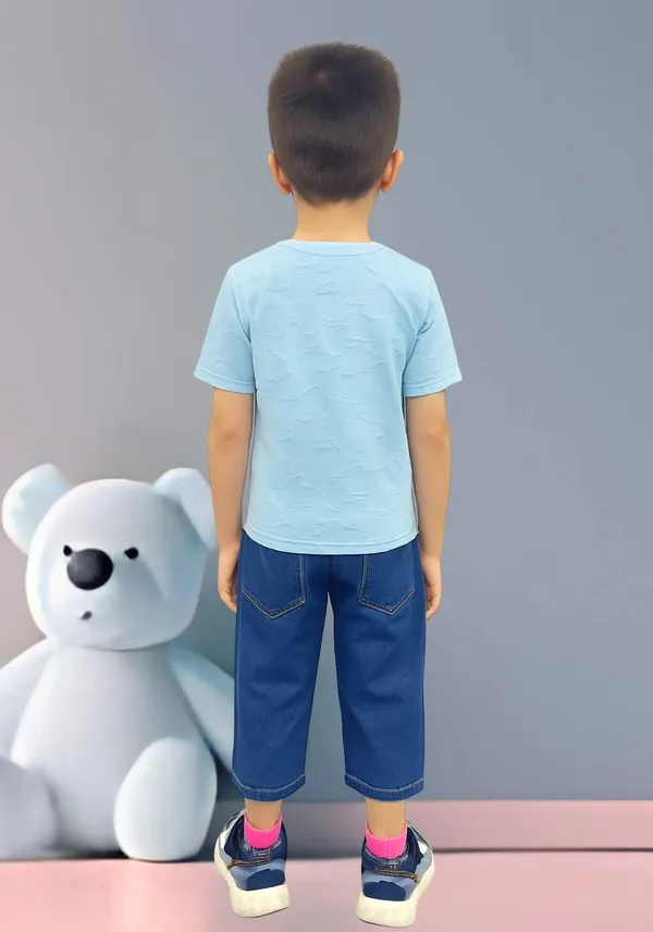 Blue_Pure_Cotton_Casual_T-Shirt_Capri_For_Boys