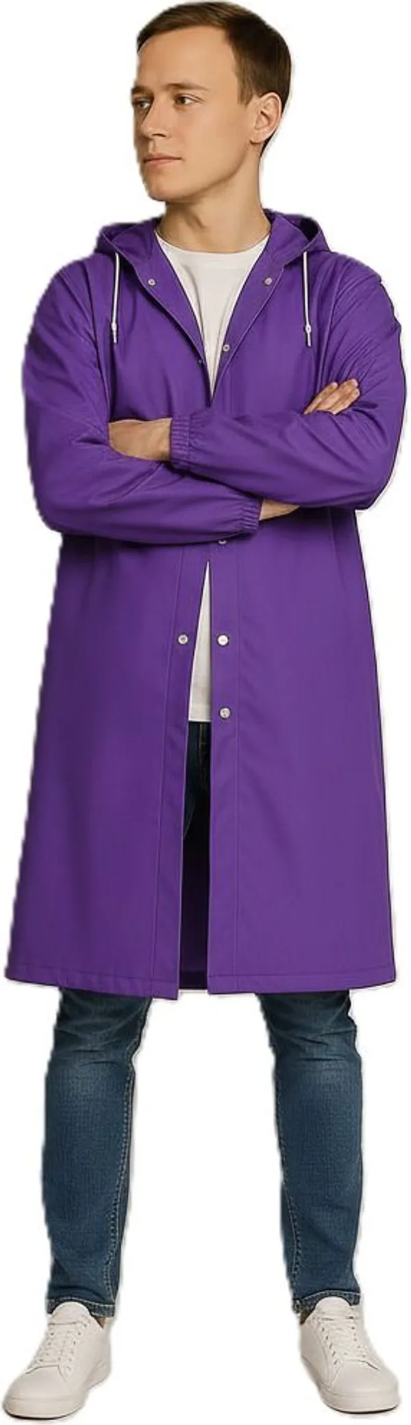 Purple_Polyester_Solid_Raincoat_For_Men_&_Women